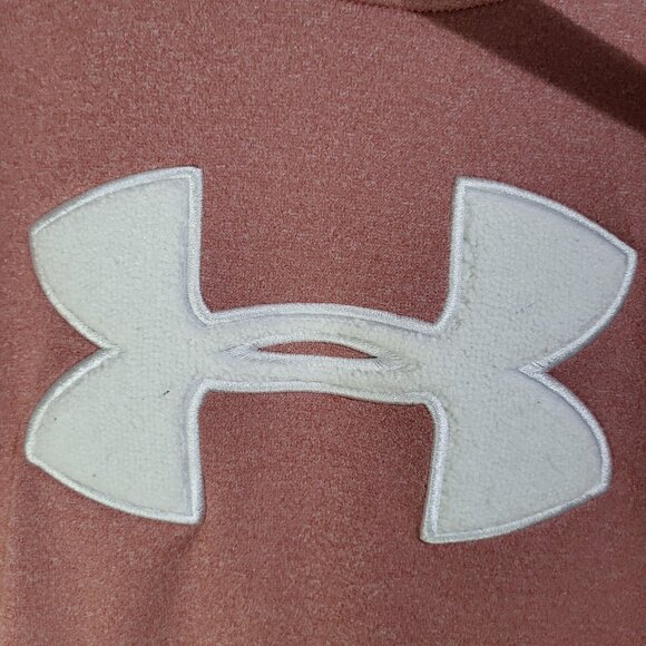 Under Armour Womens Med Fleece Chenille logo Hoodie Fractal Pink Light Heather - Picture 3 of 9